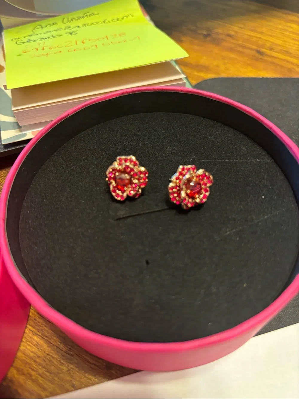 kate spade Red Crystal Flower Stud Earrings